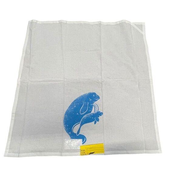 Manatee "Krinkle" Flour Sack Towel - 100% Cotton 26" Homosassa Springs Set of 2 - Picture 3 of 6